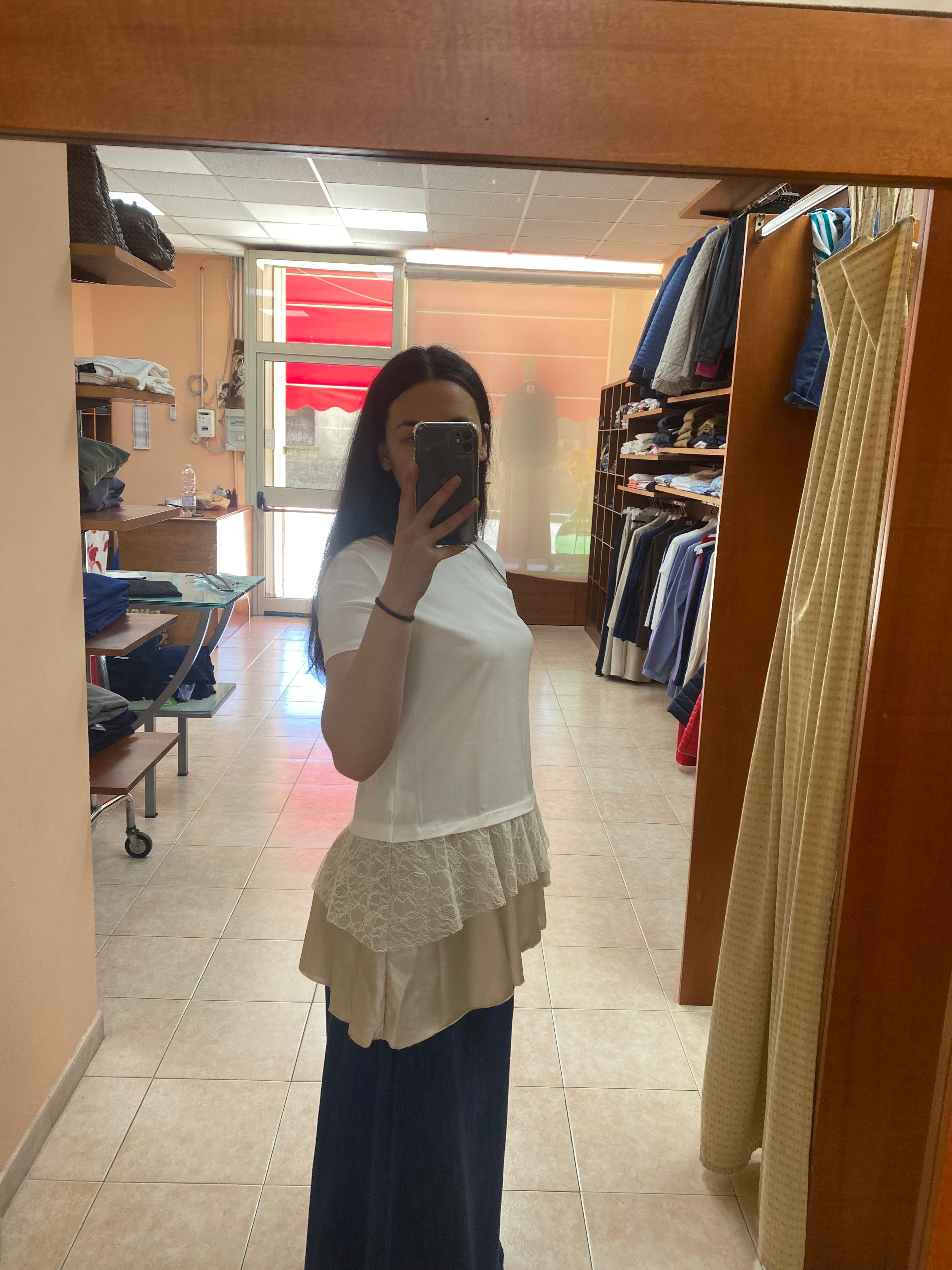 t-shirt pizzo e raso