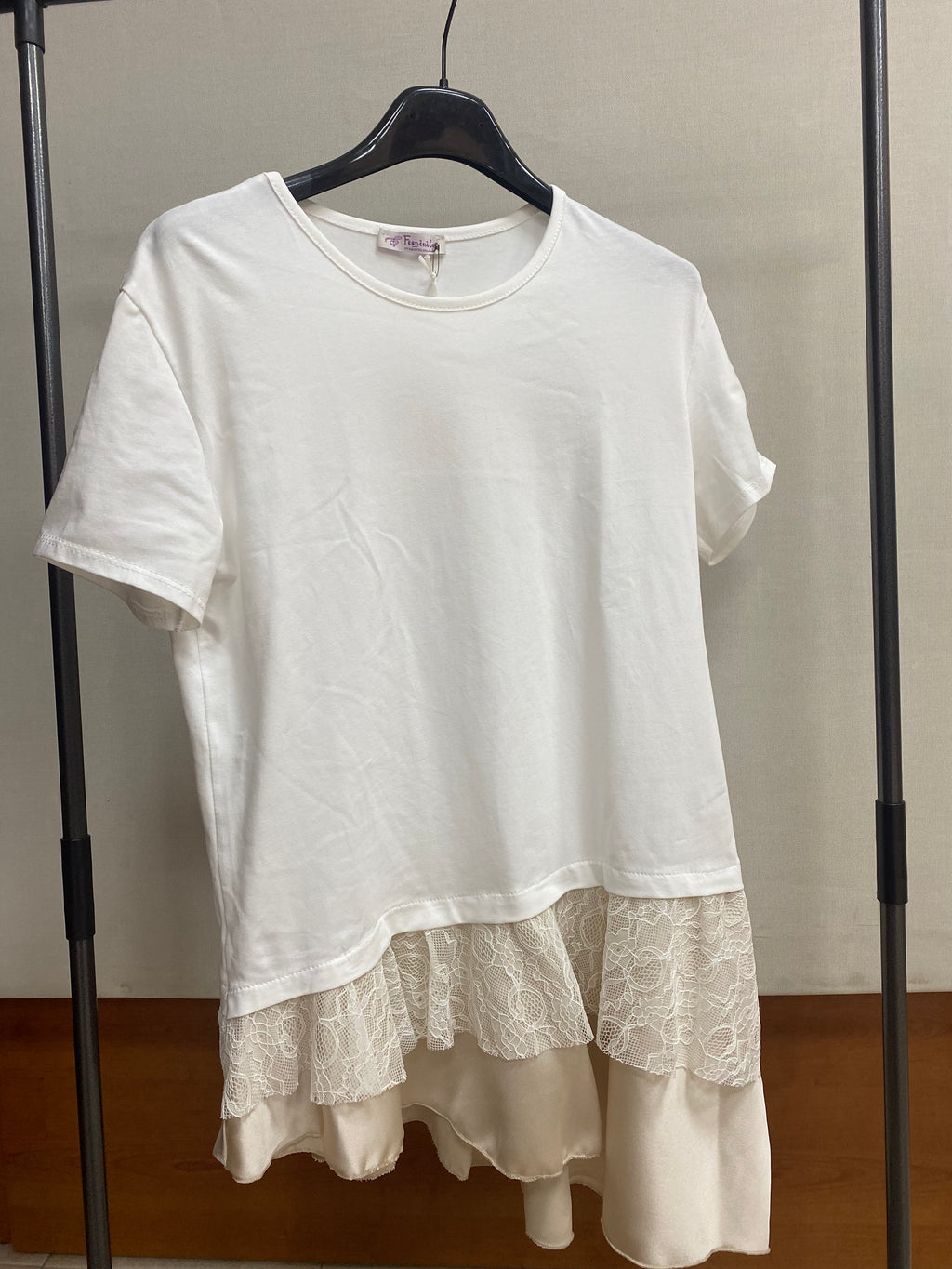 t-shirt pizzo e raso