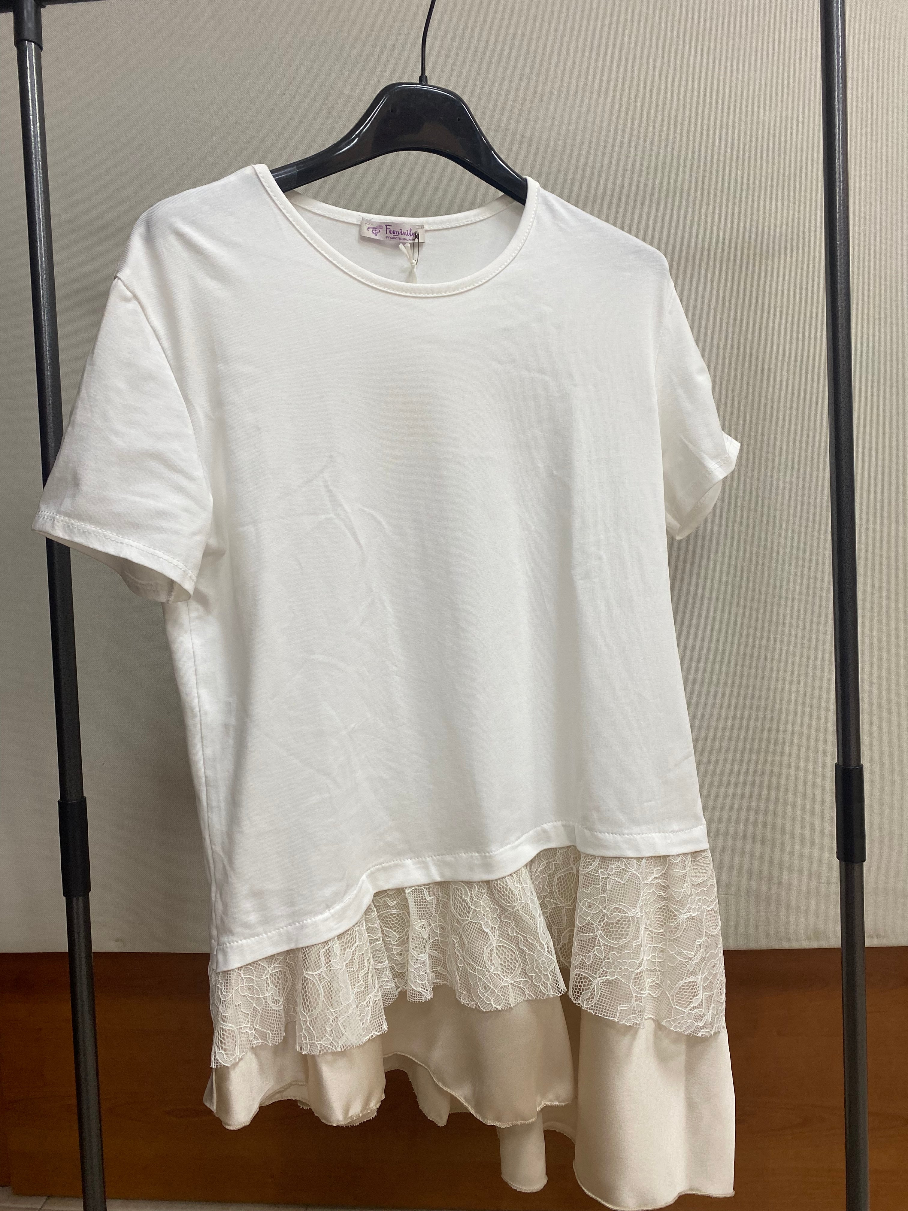 t-shirt pizzo e raso