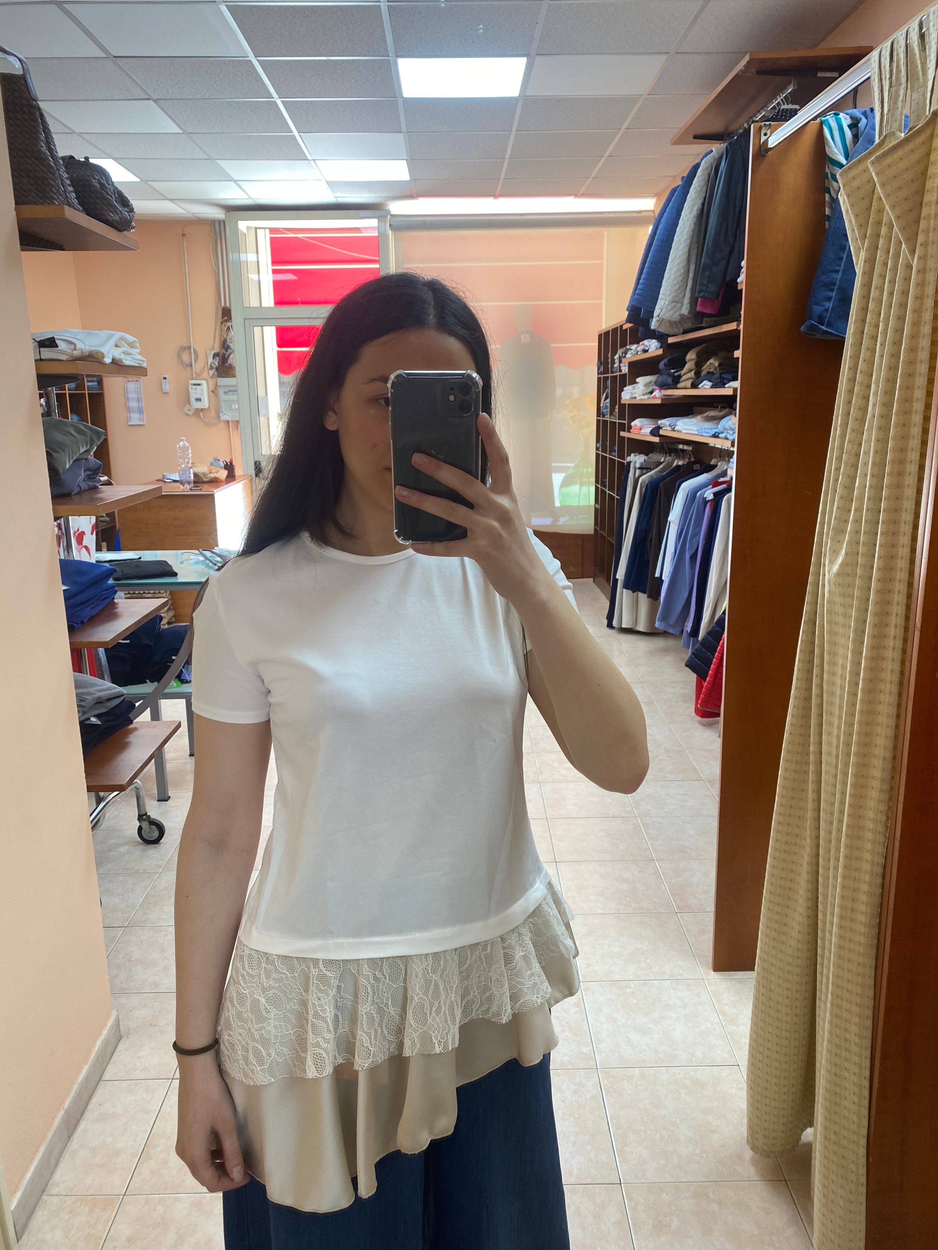 t-shirt pizzo e raso